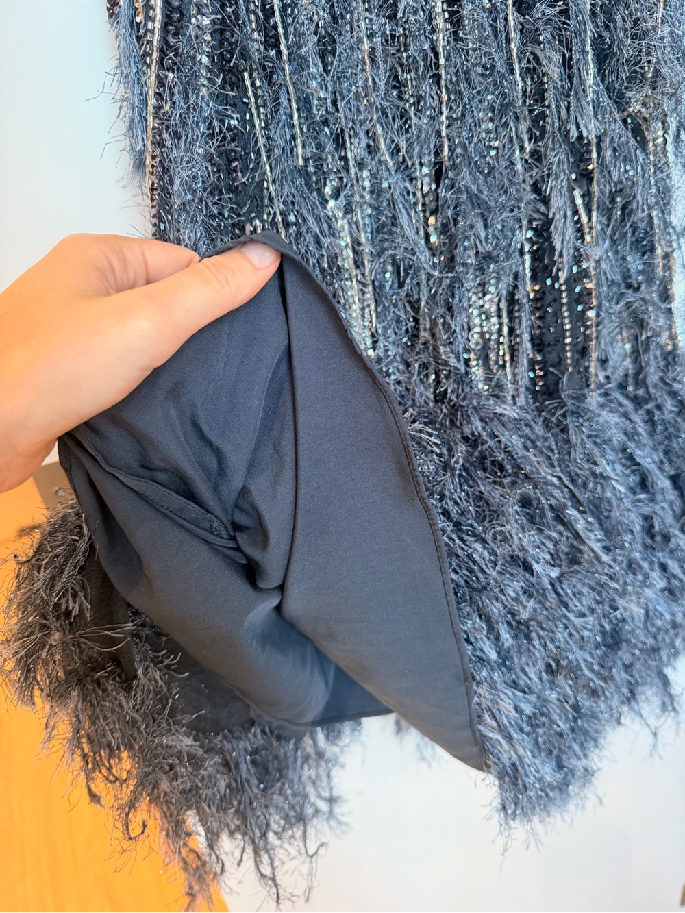 ASOS Charcoal Gray sequin Feather Dress - Picture 4 of 6